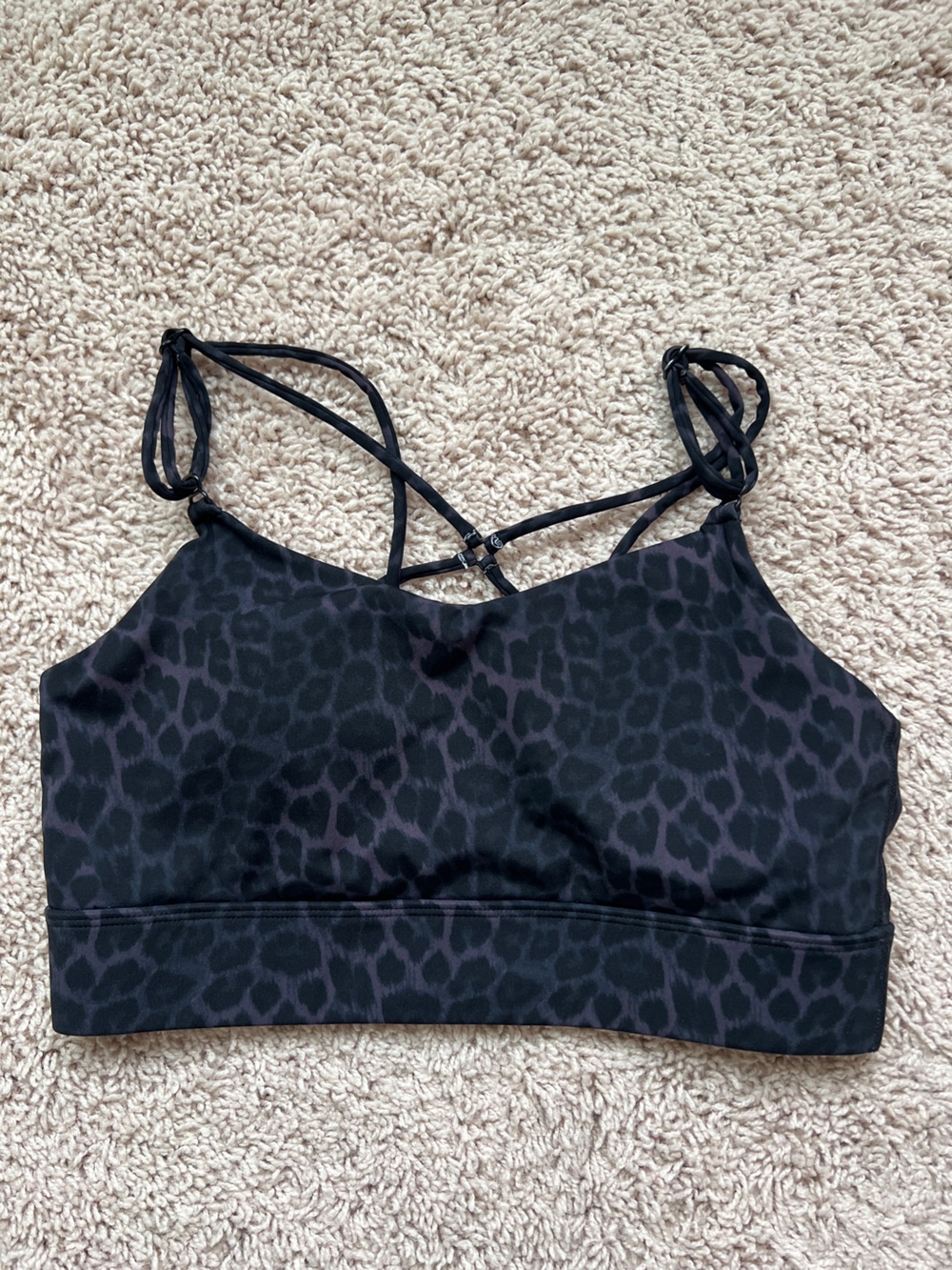 Whisper Black Leopard Print Sports Bra – Women’s Medium